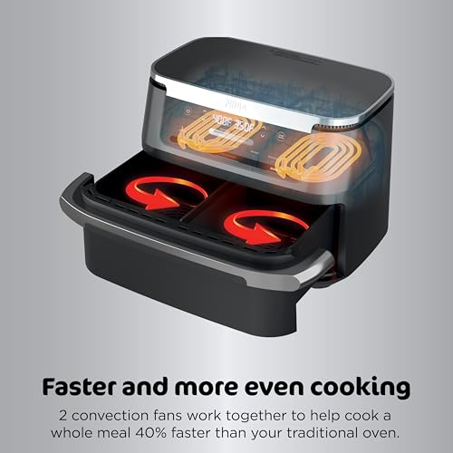 Ninja DZ401 Foodi 10 Quart DualZone XL 2-Basket Air Fryer, Grey L260