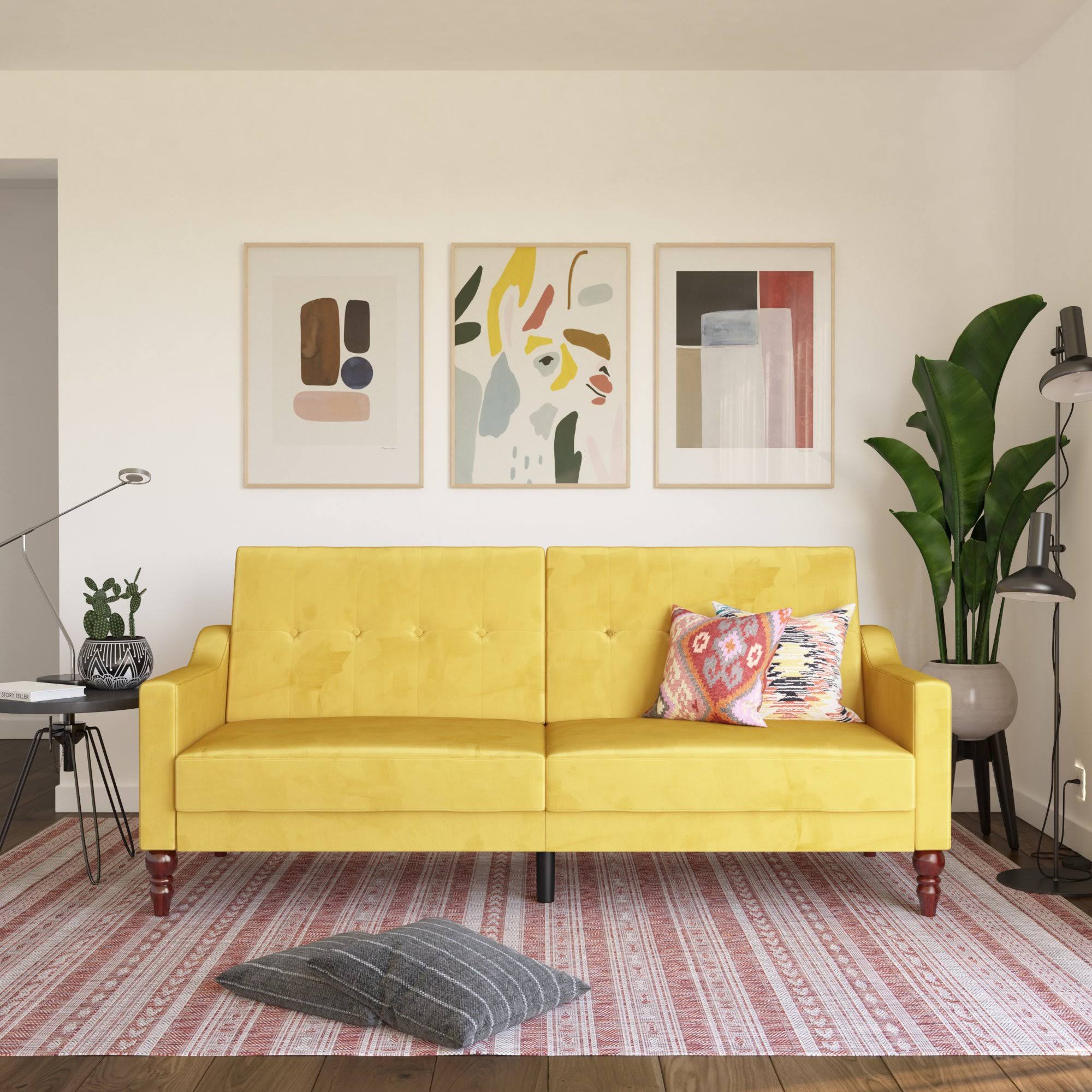 Novogratz Beatrice Coil Futon Convertible Sofa Bed Couch - Mustard E9732