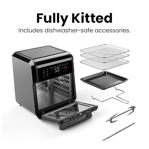 CHEFMAN Multifunctional Digital Air Fryer Rotisserie Dehydrator Convection Oven, 10L, Black H5903