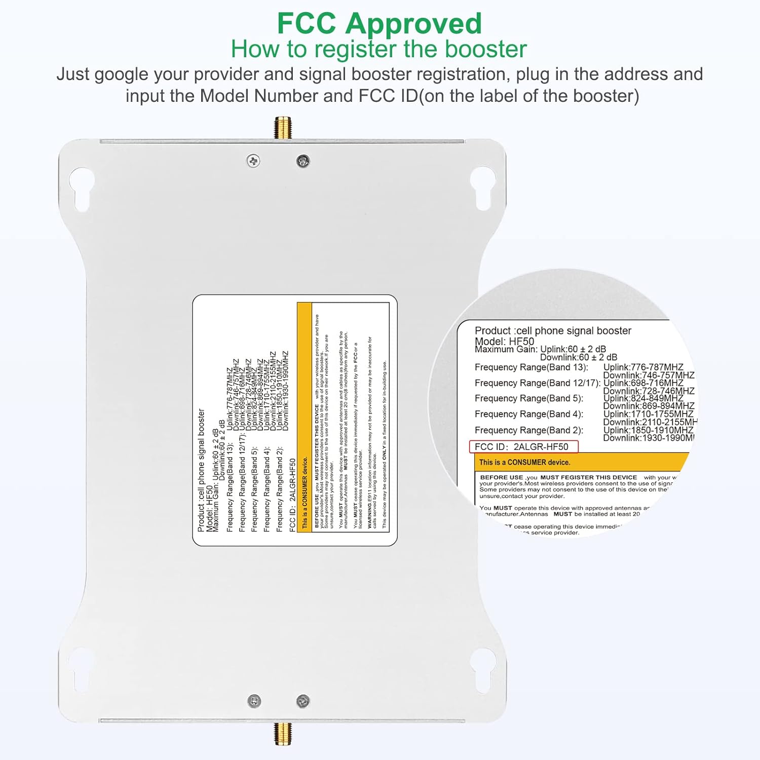 Verizon AT&T Cell Phone Booster 4G LTE 5G up to 6,000 sq ft for Home Q4613