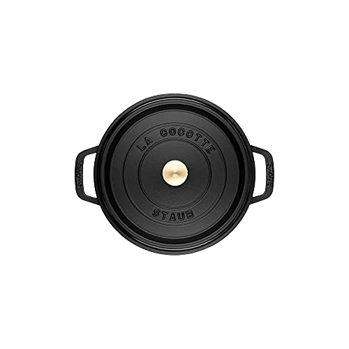 STAUB Cast Iron Dutch Oven 5.5-qt Round Cocotte, Black Matte P4487
