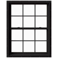 JELD-WEN 37.375 in. x 48 in. W-2500 Series Black Painted Clad Wood Double Hung Window w/ Natural Interior and Screen