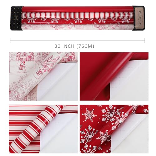 BIOBROWN Reversible Kraft Christmas Wrapping Paper Jumbo Roll 30 Inch x 33 Feet Vintage Trucks Design E340325