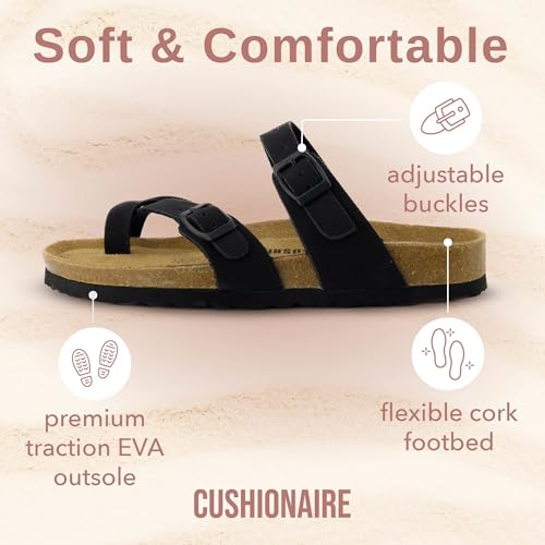 CUSHIONAIRE Women's Luna Cork Footbed Sandal I795