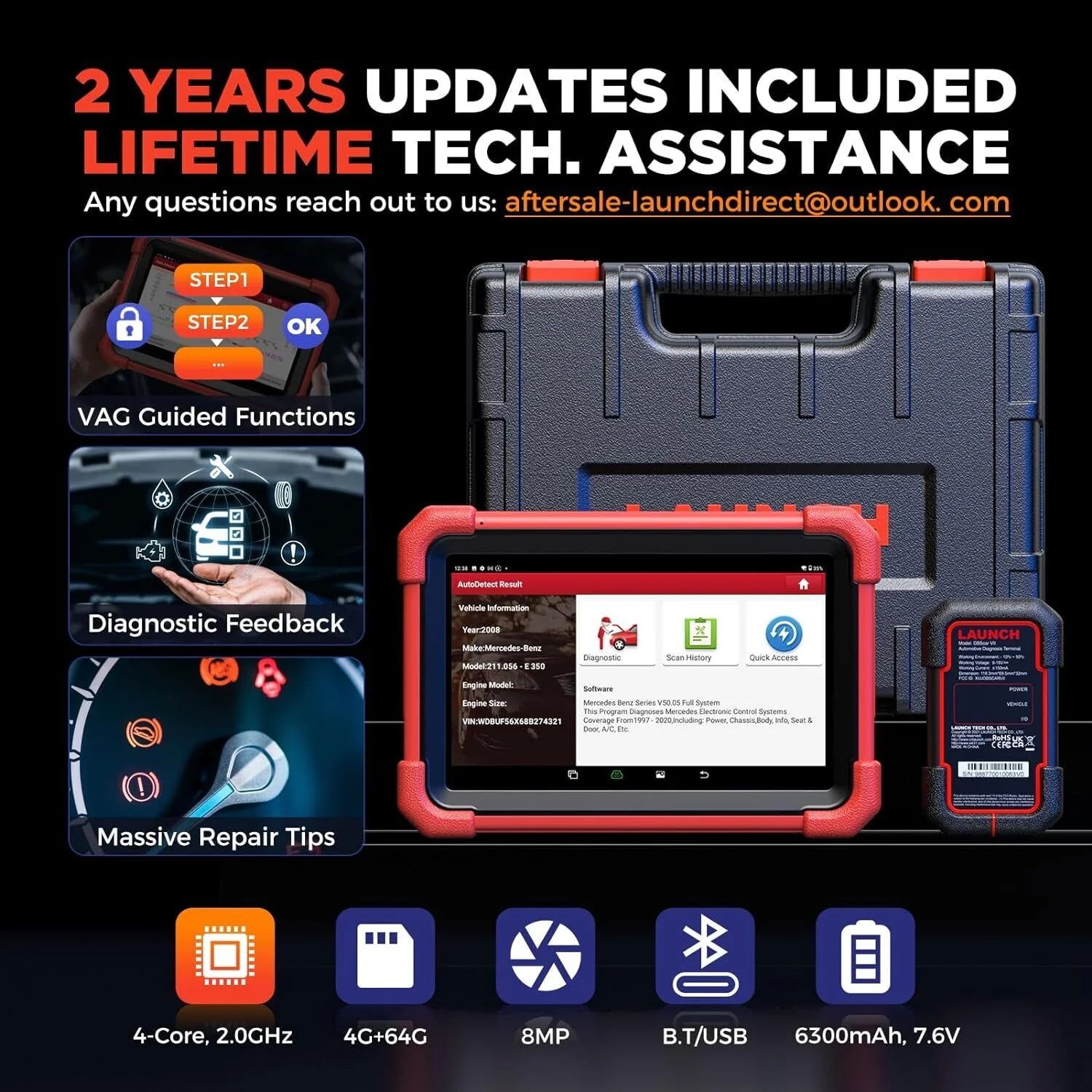LAUNCH X431 CRP919X BT Elite Car Diagnostic OBD2 Scanner, All System Scan, ECU Coding, IMMO F480048