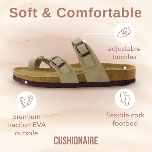 CUSHIONAIRE Women's Luna Cork Footbed Sandal I795