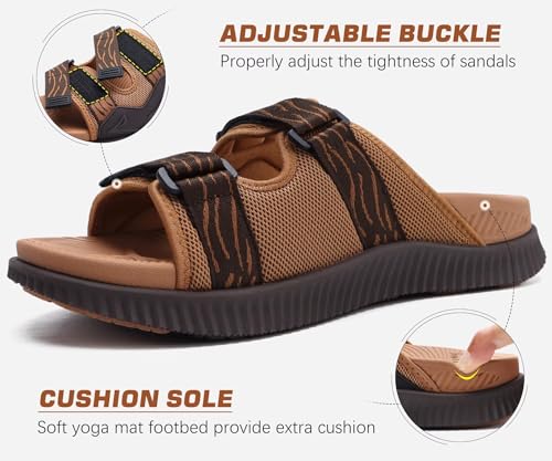 KuaiLu Men's Orthotic Sandals Athletic Recovery Slides with Arch Support Q91398