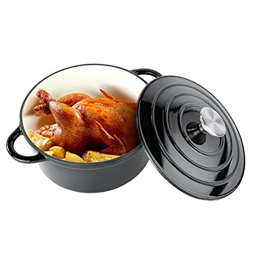 Miereirl 6 Quart Enameled Cast Iron Dutch Oven with Lid, Dark Blue P867