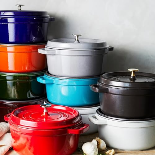 STAUB Cast Iron Dutch Oven 5.5-qt Round Cocotte, Black Matte P4487