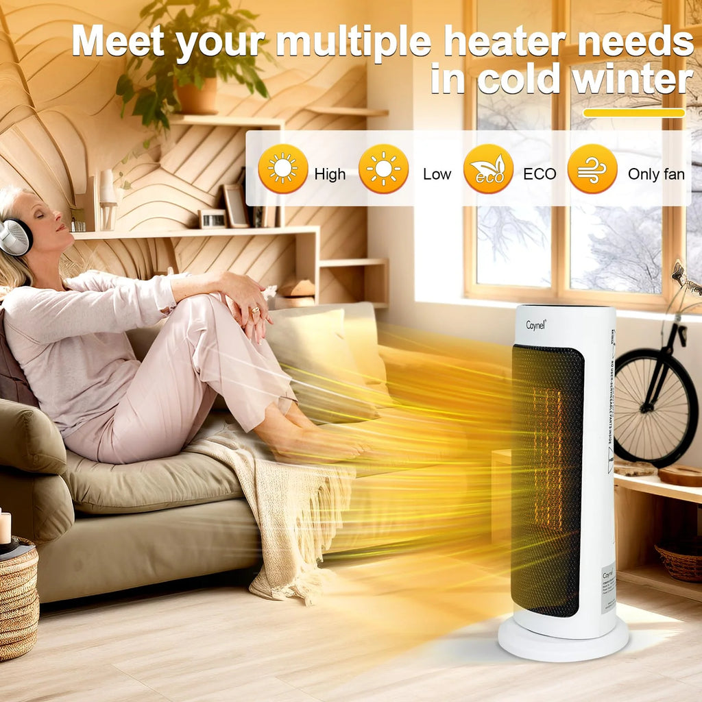 Caynel Oscillating Tower Ceramic Heater for Home, 1500W, White H2150