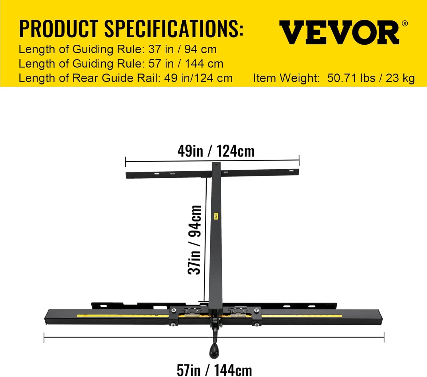 VEVOR Table Saw Fence System 37×57 with Front Guide Bar S640