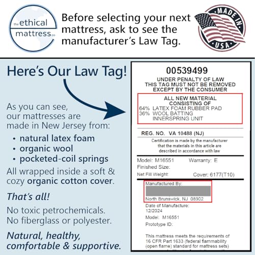 Ethical Mattress CO 10" Toxin-Free Hybrid Mattress, Queen H10280
