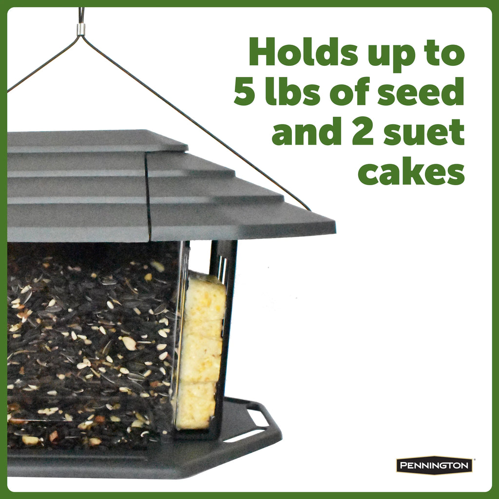 Pennington Earth Smart Gray Recycled Resin EcoBistro Wild Bird Hopper Feeder 2 Pack A51041