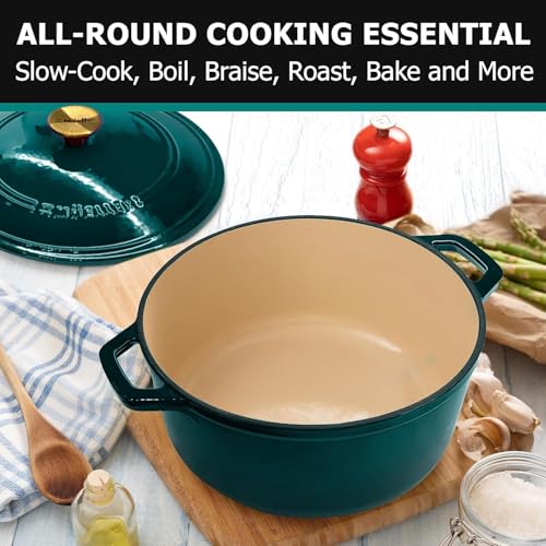 Mueller 6qt Enameled Cast Iron Dutch Oven with Lid, Oven-Safe to 500°F, White N219
