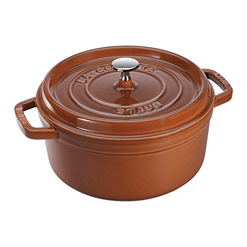 STAUB Cast Iron Dutch Oven 5.5-qt Round Cocotte, Black Matte P4487