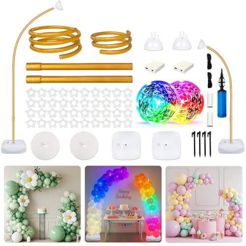 AerWo Balloon Arch Kit 9.35FT & 6FT with Gold Frame Stand for Wedding Party Decor C288064