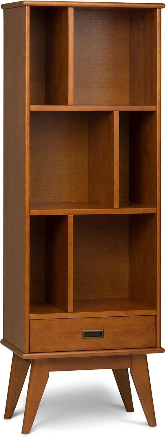 SIMPLIHOME Draper Solid Hardwood 64 inch Mid Century Modern Bookcase with 6 Shelves P49222