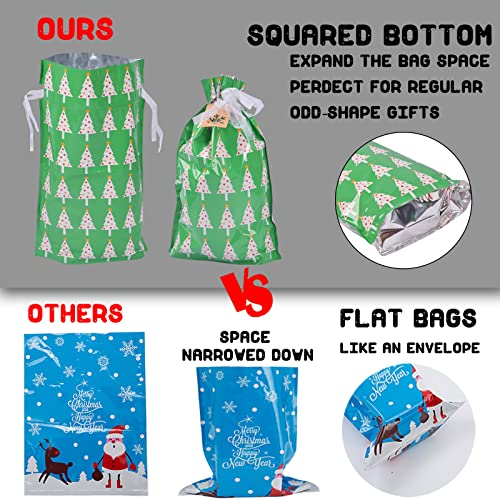 Christmas Gift Bags Assorted Sizes, 22pcs Drawstring Reusable Plastic D786