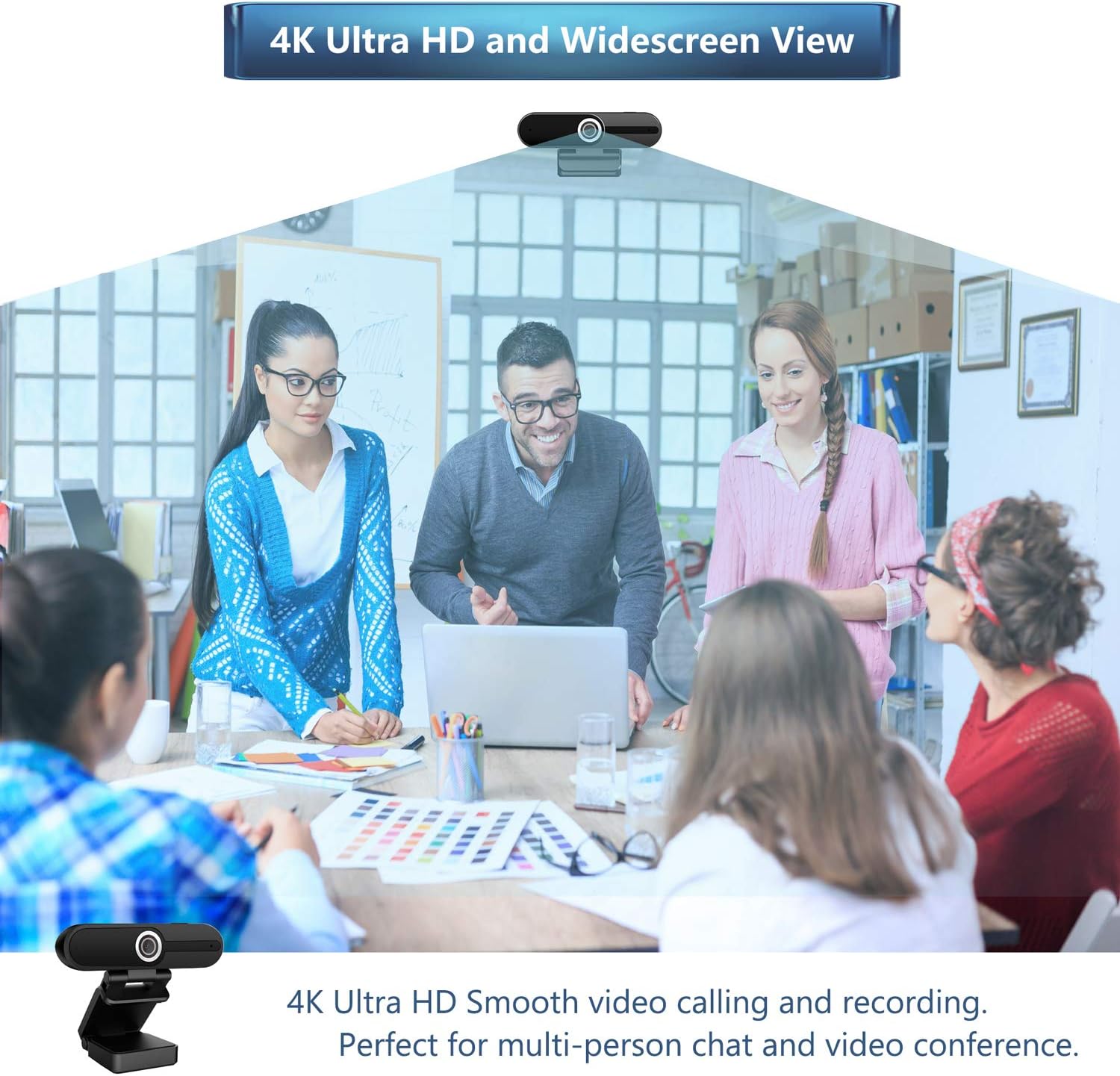 4K Webcam with Microphone and Privacy Cover, 2 Pack O6856