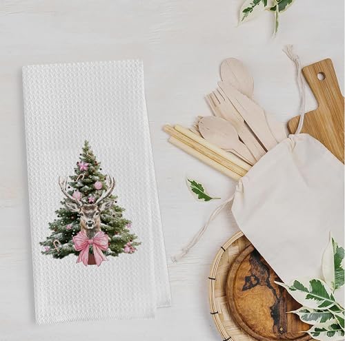 Christmas Tree Kitchen Towels - Neutral Christmas Hand Towels, 16 x 24 Inch V47794