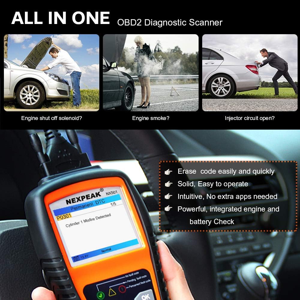 NEXPEAK NX501 OBD2 Scanner Enhanced Code Reader for All OBDII Vehicles After 1996 I28366