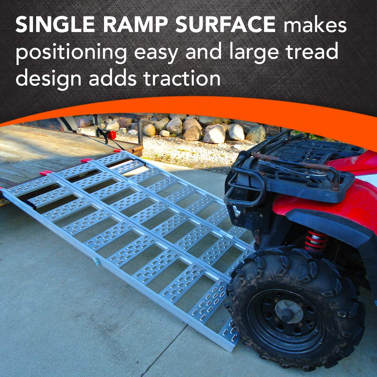 CARGOSMART Aluminum Tri-Fold Ramp with Treads, 1500 lb Capacity, 50" W x 76" L Z34235