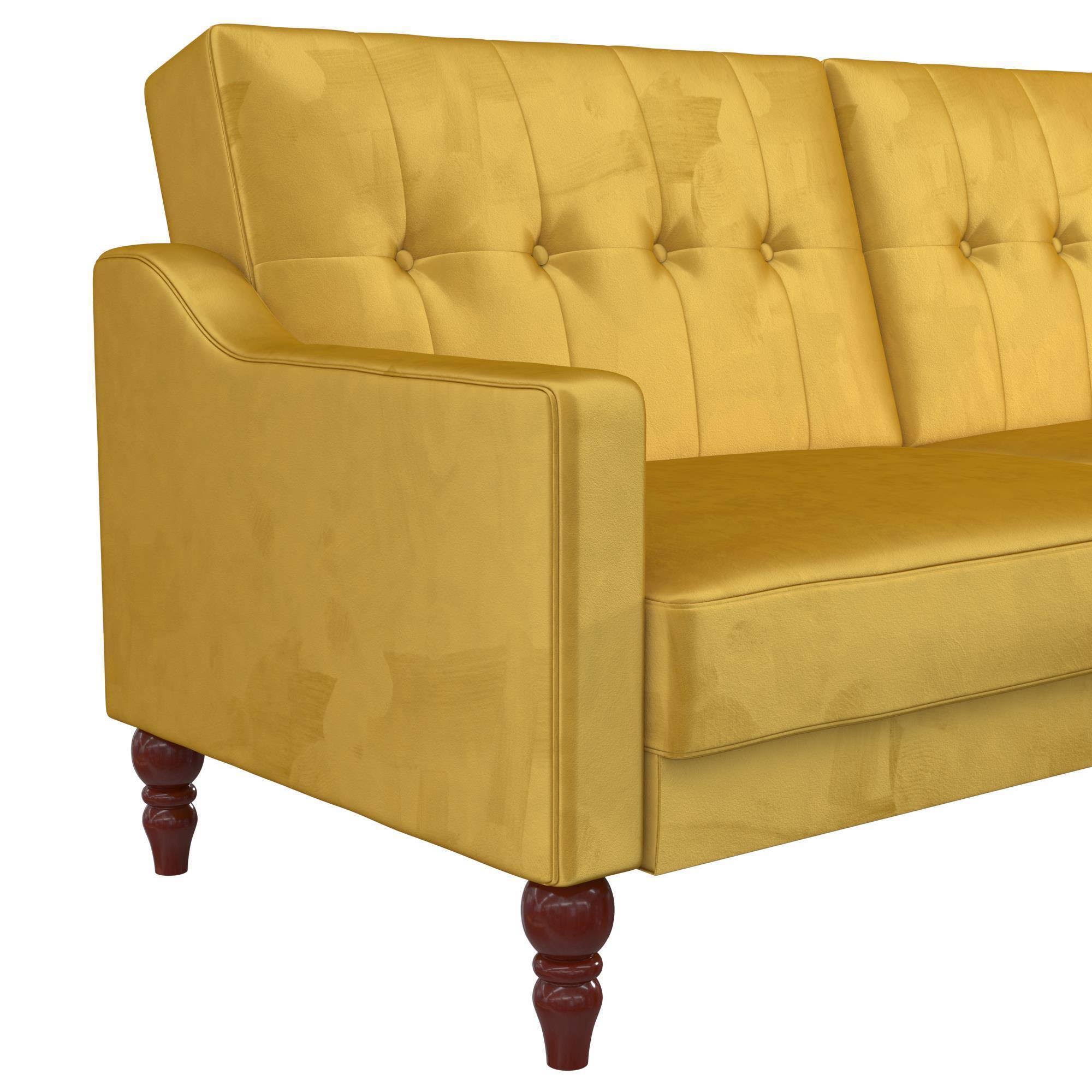 Novogratz Beatrice Coil Futon Convertible Sofa Bed Couch - Mustard E9732
