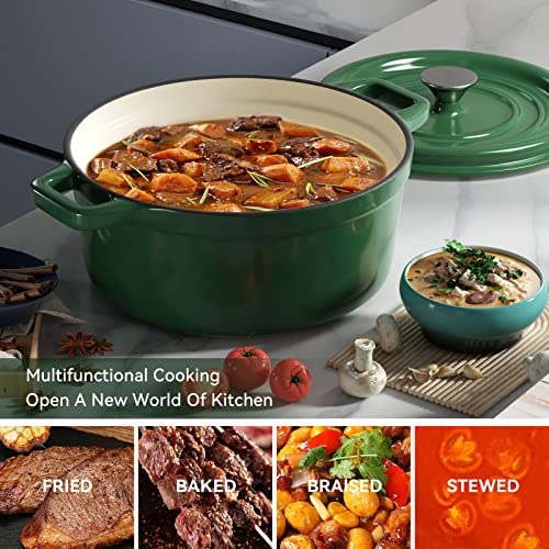Miereirl 6 Quart Enameled Cast Iron Dutch Oven with Lid, Dark Blue P867