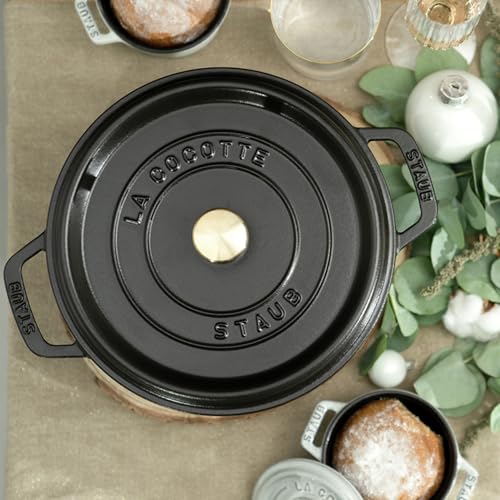 STAUB Cast Iron Dutch Oven 5.5-qt Round Cocotte, Black Matte P4487