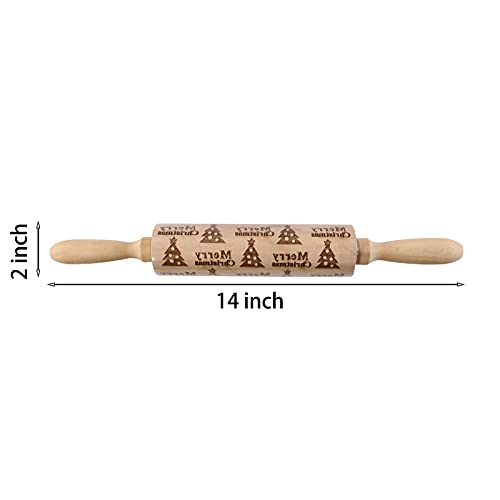 4Pack Christmas Wooden 3D Embossing Rolling Pin for Baking Cookies W389