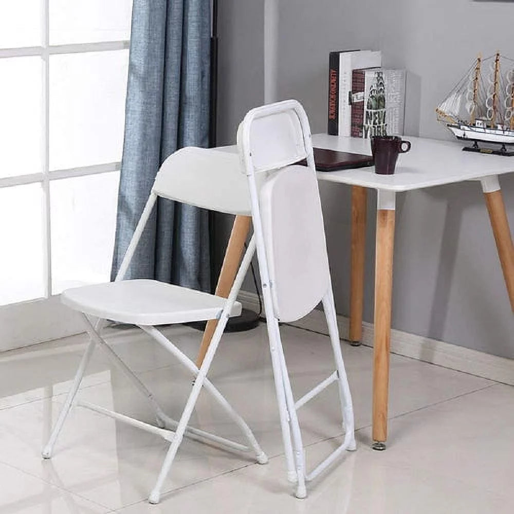 10 Pack White Plastic Folding Chairs for Wedding Banquet Party E229219
