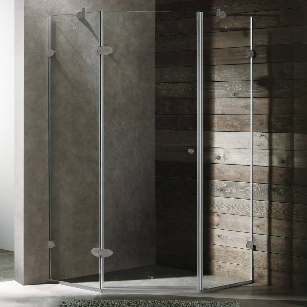 Vigo Frameless Neo-Angle Shower Enclosure Brushed J351