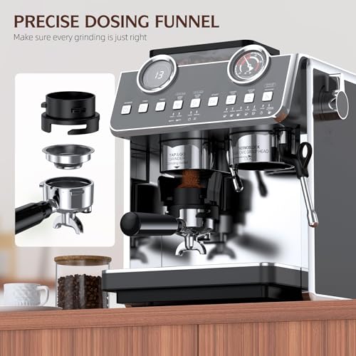 Espresso Machine with Grinder, 20 Bar, Stainless Steel R83369