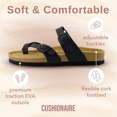 CUSHIONAIRE Women's Luna Cork Footbed Sandal I795