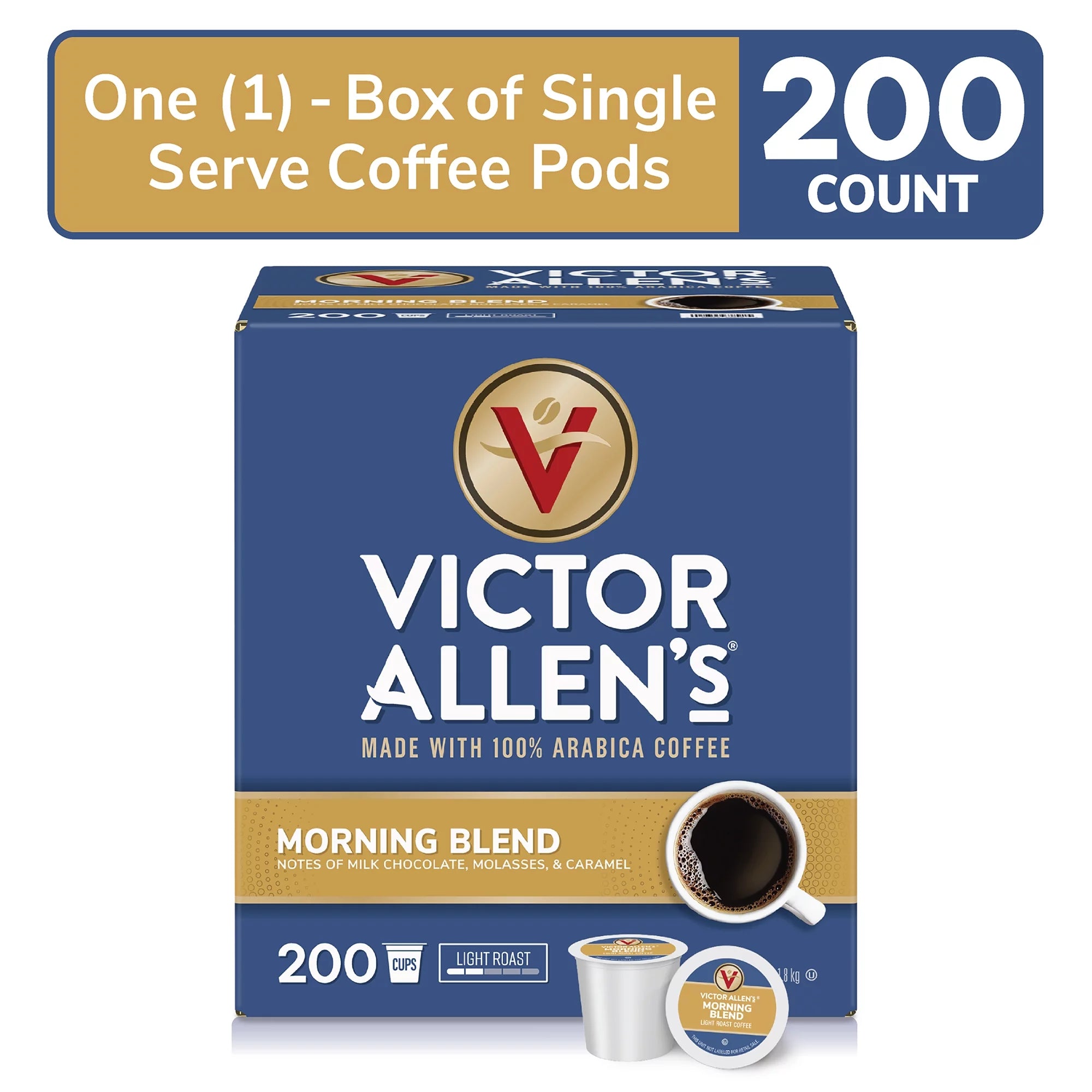 Victor Allen's Coffee Morning Blend Light Roast Single Serve Coffee Pods for Keurig K-Cup Z488647