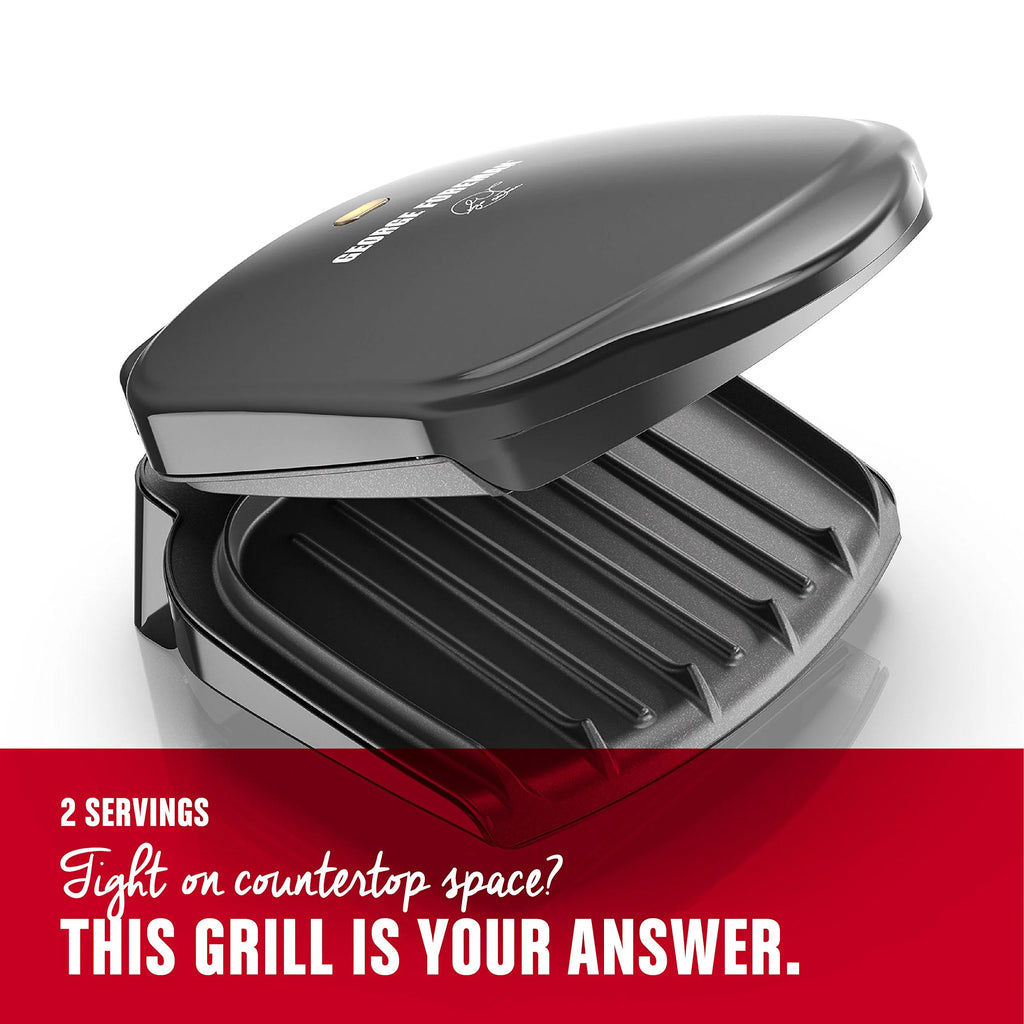 George Foreman GR10B 2-Serving Electric Indoor Grill and Panini Press, Black E335588