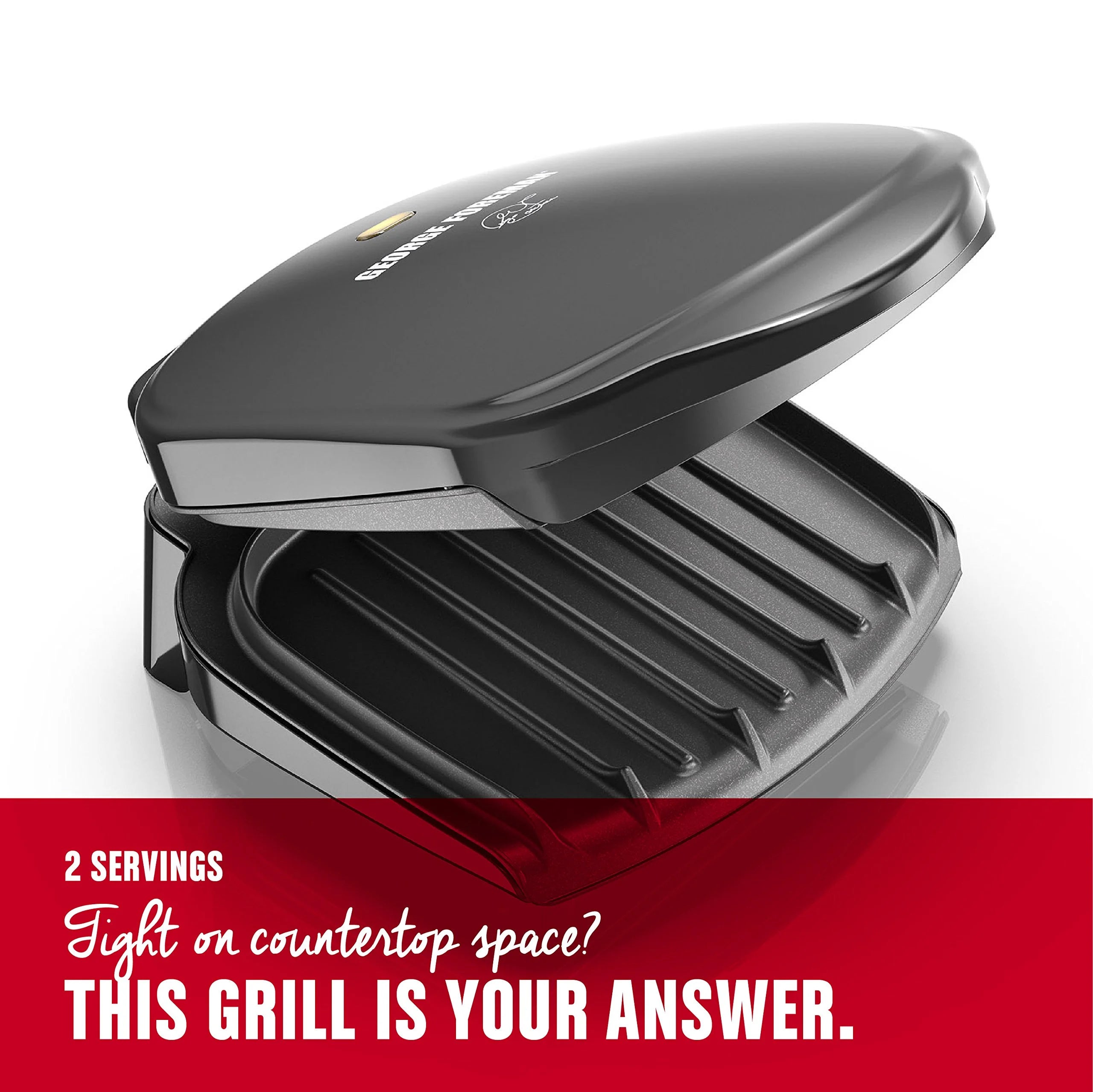 George Foreman GR10B 2-Serving Electric Indoor Grill and Panini Press, Black E335588