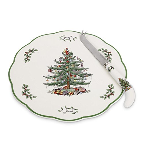Spode Christmas Tree Sculpted Octagonal Platter, 14-Inch Holiday Serving Dishwasher & Microwave Safe Q207241