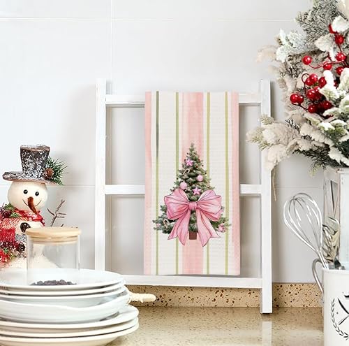 Christmas Tree Kitchen Towels - Neutral Christmas Hand Towels, 16 x 24 Inch V47794