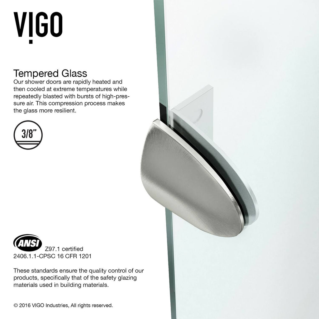 Vigo Frameless Neo-Angle Shower Enclosure Brushed J351