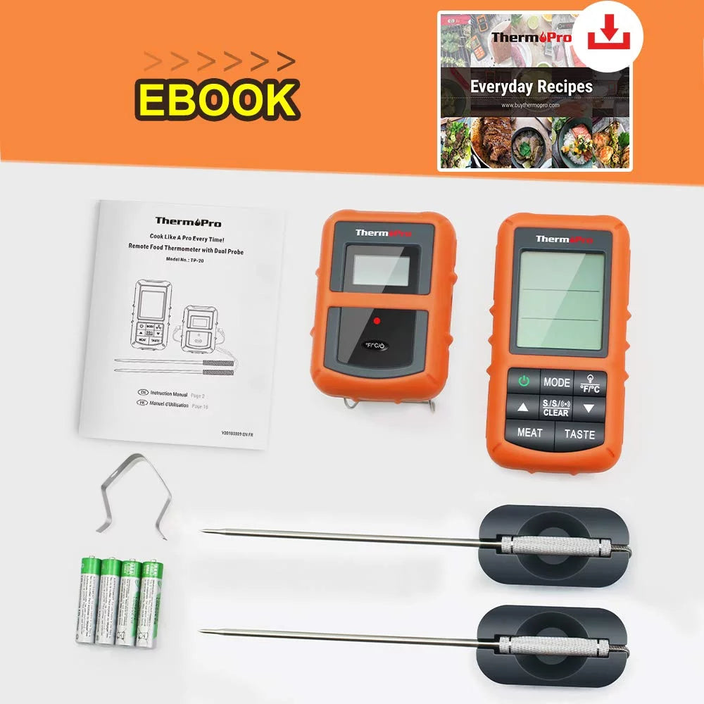 ThermoPro TP20 Wireless Meat Thermometer with Dual Probe for Grill BBQ W45666