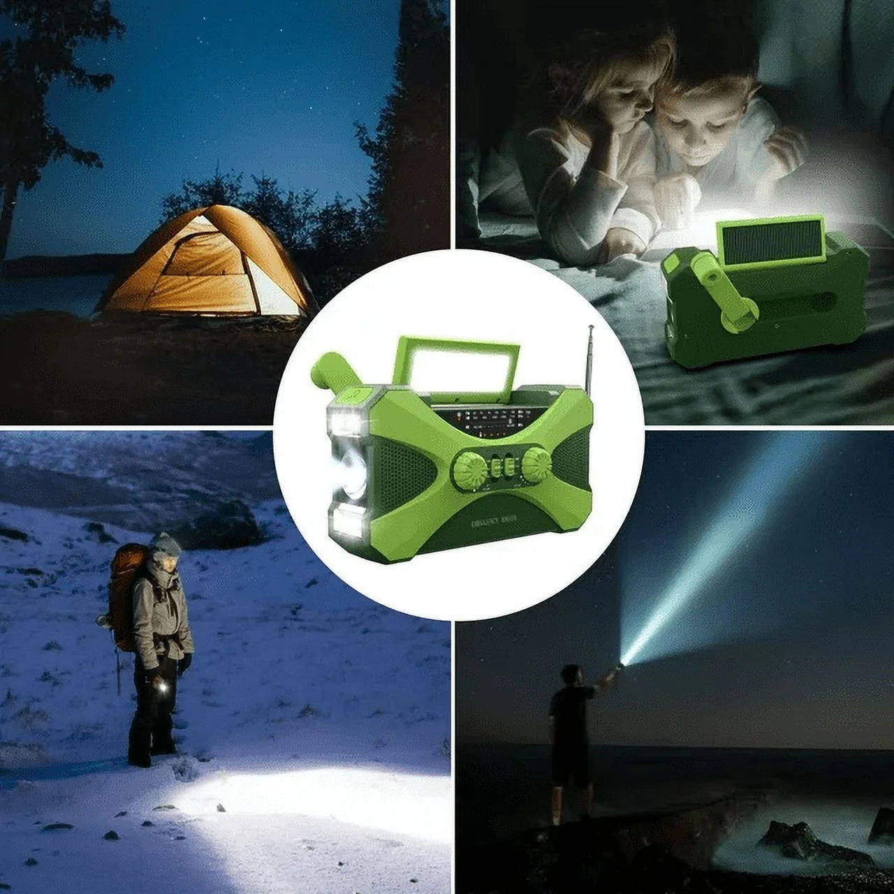 Emergency Weather Radio AM FM NOAA Hand Crank Solar with 4000mAh Power Bank Flashlight D64935
