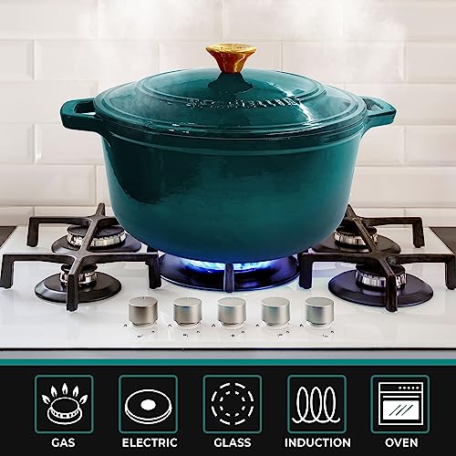 Mueller 6qt Enameled Cast Iron Dutch Oven with Lid, Oven-Safe to 500°F, White N219