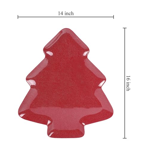 UP UPware Twinkle Christmas Tree Melamine Serving Platter, Red, 16 x 14 Inch O133