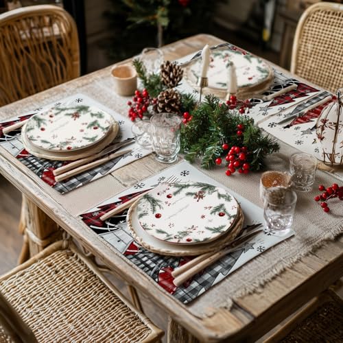 GEEORY Christmas Placemats 12x18 Inch Set of 4, Green Q397