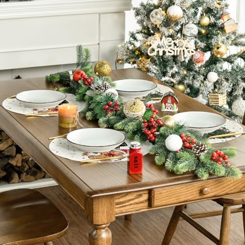 Artoid Mode Snowman Gingerbread Christmas Placemats Set of 4, 12x18 Inch K785