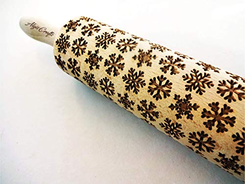 Embossing Rolling Pin with Christmas Symbols for Gingerbread Cookies W48955