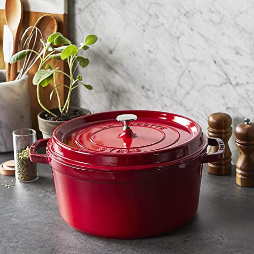 STAUB Cast Iron Dutch Oven 5.5-qt Round Cocotte, Black Matte P4487