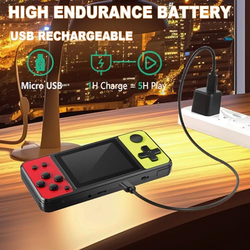 32 Bit Handheld Game Console with 139 Built-in Games, 3.0" IPS Screen, Blue-Red T968340