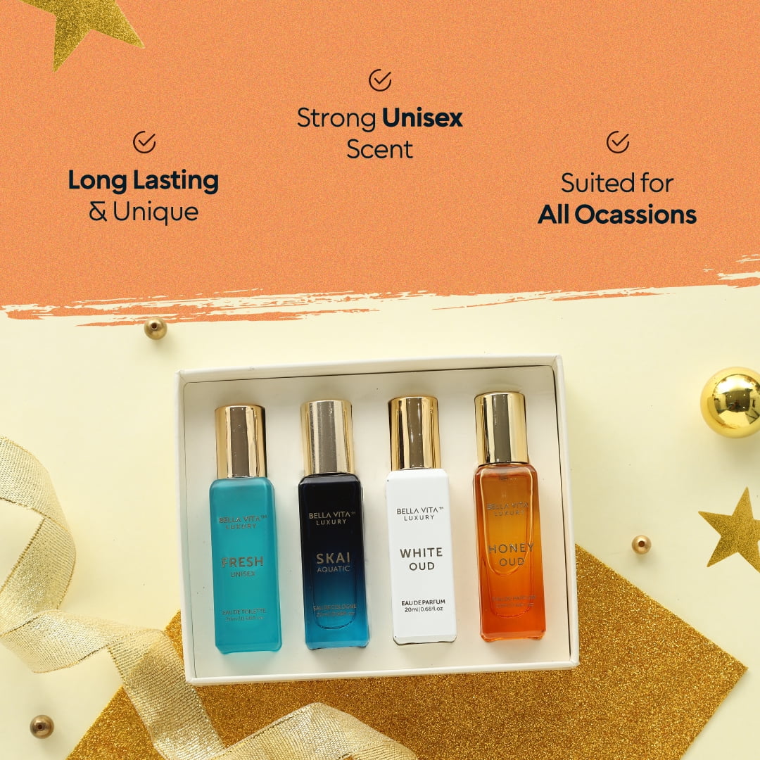 Bella Vita Organic Unisex Luxury Perfume Gift Set 4x20ml Eau De Parfum Z612